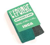 INGA - 2 Éponges Plates Qui durent 1 an - Réutilisable Lavable | Vert - Ultra-Efficace - Garantie 1 An - Passe Partout - Zéro rayures - Lavage Machine - Fabriqué en Europe