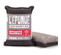 INGA - 2 Éponges Qui durent 1 an - Réutilisable Lavable - Gratte sans rayer | Gris - Ultra-Efficace - Garantie 1 An - Vaisselle et Multi-Usages - Zéro Rayures - Lavage Machine - Fabriqué en Europe