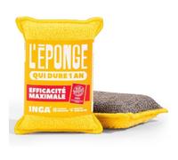 INGA - 2 Éponges Qui durent 1 an - Réutilisable Lavable - Gratte sans rayer | Jaune - Ultra-Efficace - Garantie 1 An - Vaisselle et Multi-Usages - Zéro Rayures - Lavage Machine - Fabriqué en Europe