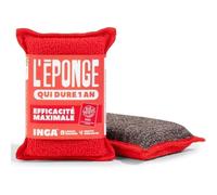 INGA - 2 Éponges Qui durent 1 an - Réutilisable Lavable - Gratte sans rayer | Rouge - Ultra-Efficace - Garantie 1 An - Vaisselle et Multi-Usages - Zéro Rayures - Lavage Machine - Fabriqué en Europe