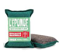 INGA - 2 Éponges Qui durent 1 an - Réutilisable Lavable - Gratte sans rayer | Vert - Ultra-Efficace - Garantie 1 An - Vaisselle et Multi-Usages - Zéro Rayures - Lavage Machine - Fabriqué en Europe