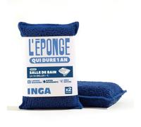 INGA - 2 Éponges Salle de Bain Qui durent 1 an - Réutilisable Lavable | Bleu - Ultra-Efficace - Garantie 1 An - Double Absorption - Zéro Traces - Lavage Machine - Fabriqué en Europe
