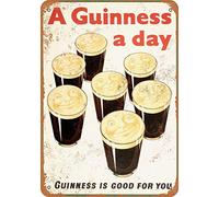 Inga Reproduction vintage Guinness A Dayvintage Plaque en métal pour décoration de maison 20,3 x 30,5 cm