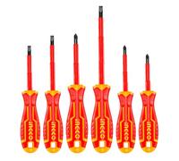 INGCO Jeu de tournevis isolés 6 pièces avec cadre en aluminium, tournevis electricien,certification VDE 1,000V,Qualité professionnelle,HKISD0608