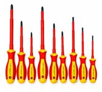ingdaum Jeu de tournevis VDE 9 pièces - Fente, Phillips (PH) & Pozidriv (PZ) - Isolés jusqu’à 1000 V - Certifiés GS selon IEC 60900 - Poignées ergonomiques bi-matière - Outils professionnels