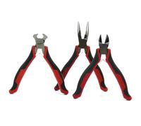 INGDAUM® Mini-pinces - Coupe-frontale, tenaille, pince à bec droit & coudé, pince coupante, pince plate longue - Acier carbone forgé, 55-65 HRC (3 pinces polies)