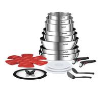 Ingenio Batterie Cuisine 20 Pièces, Poêles, Casseroles, Wok, Sauteuse, Couvercles, Poignées Amovibles, Induction Inox