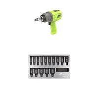 Ingersoll-Rand 2236QTIMAX-G DXS2 hocs Pneumatique, Silencieuse, 2034 Nm, Carter Titane, Bague de Friction, Vert, DXS2 Deep métrique Douille à choc Jeu, 15 pièces