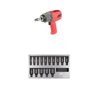 Ingersoll-Rand 2236QTIMAX-R DXS2 hocs Pneumatique, Silencieuse, 2034 Nm, Carter Titane, Bague de Friction, Rouge, DXS2 Deep métrique Douille à choc Jeu, 15 pièces