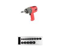 Ingersoll-Rand 2236QTIMAX-R DXS2 hocs Pneumatique, Silencieuse, 2034 Nm, Carter Titane, Bague de Friction, Rouge, DXS2 hexagonales SAE impérial Douille à choc Jeu, 14 pièces