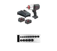 Ingersoll-Rand W7153-K22B-EU DXS2 hocs Sans Fil 20V, 2 Batteries, 2170 Nm, Bague de Friction avec DXS2 hexagonales SAE impérial Douille à choc Jeu, 14 pièces, acier au chrome-molybdène