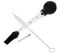 Injecteur de Dinde Cuisine en Acier Inoxydable Brosse et Tuyau | Steak et Poulet, Injection de Viande et Assaisonnement, Usage Maison ou Camping, Noir