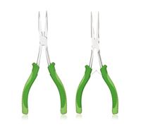 INJOYTEC Kit de 2 pinces longue portée, bec droit et courbé, mini levier haute performance pour bijouterie, pliage de fil et préhension en espace étroit
