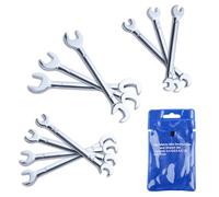 INJOYTEC Lot de 10 clés plates à extrémité ouverte, mini ouble extrémité ouverte, jeu de clés à angle métrique, mini ombinée avec sac de rangement, design ultra fin 4 mm-11 mm