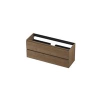 Ink fineer meuble sous lavabo 120x52x40cm 2 tiroirs sans poignée cadre tournant en bois gris cendré 1221731