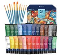 INK LAB Peinture Acrylique 24x36ml avec pinceaux pour Toile Bois