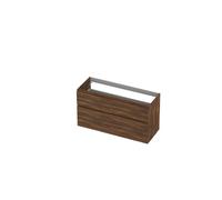 Ink meuble 2 tiroirs sans poignée décor bois avec cadre tournant en bois symétrique 120x65x45cm noyer 1257957