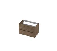 INK Meuble sous-lavabo - 80x45x52cm - 2 tiroirs - sans poignées - bandeau en bois - MFC Chêne pur 1257124