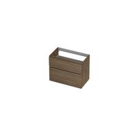 INK Meuble sous-lavabo - 80x45x65cm - 2 tiroirs - sans poignées - listel en bois - asymétrique - MFC Chêne pur 1257924