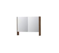 INK SPK3 Armoire de toilette - 100x14x74cm - 2 portes - miroir double face - étagère ouverte - interrupteur et prise - MFC Noyer 1110214