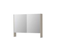 INK SPK3 Armoire de toilette - 100x14x74cm - 2 portes - miroir double face - tablette ouverte - interrupteur et prise de courant - MDF laqué gris cachemire mat 1110229