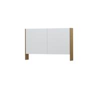 INK SPK3 Armoire de toilette - 120x14x74cm - 2 portes - miroir double face - étagère ouverte - interrupteur et prise - placage MDF Naturel 1110271