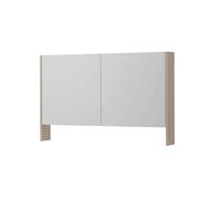 INK SPK3 Armoire de toilette - 120x14x74cm - 2 portes - miroir double face - tablette ouverte - interrupteur et prise de courant - MFC Chêne ivoire 1110280