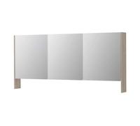 INK SPK3 Armoire de toilette - 160x14x74cm - 3 portes - miroir double face - tablette ouverte - interrupteur et prise de courant - MFC Chêne ivoire 1110380