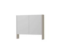 INK SPK3 Armoire de toilette - 90x14x74cm - 2 portes - miroir double face - tablette ouverte - interrupteur et prise de courant - MDF laqué gris cachemire mat 1110179