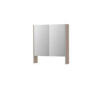 INK SPK3 Armoire de toilette miroir - 70x14x74cm - 2 portes - miroir double face - tablette ouverte - interrupteur et prise de courant - MFC Chêne ivoire 1110080