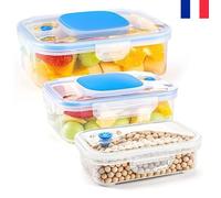 INKBIRD Lot de 3 Boîtes de Conservation Gigognes Hermétiques en Verre avec Couvercles Clips - Plats Ultra Résistants