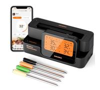 INKBIRD Thermomètre à viande WiFi Bluetooth avec écran détachable, 4 sondes | Module détachable, Moniteur de cuisson longue portée, Compatible avec Apple Watch, Pour fumoir, barbecue, four