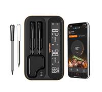 INKBIRD Thermomètre de cuisine sans fil avec double sonde et Bluetooth, stockage de données hors ligne pendant 80 minutes, idéal pour four et barbecue