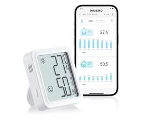 INKBIRD WiFi Thermomètre Intérieur Hygromètre IBS-TH3-PLUS, Ecran LCD | Enregistreur Temperature Humidite, Alerte Notification App, Exportation des Données, Maison Chambre Serre Cave Vin Reptile
