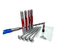 INKgrafiX® Lot de 4 vis de sécurité + foret + embout - Grille de protection anti-effraction 6 x 80 Fischer + Spax - Qualité supérieure avec étoiles frappantes - Vis de sécurité - Chevilles de sécurité