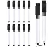 Inkspire Lot de 10 marqueurs magnétiques pour tableau blanc à pointe fine avec capuchon gomme intégré, faible odeur, rechargeables, forte adhérence, séchage rapide pour l'école, le bureau, la maison