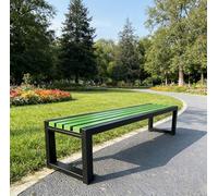 inless Steel Banc de jardin 3 places en bois et métal galvanisé, capacité de 400 kg, montage facile, idéal pour parc, terrasse, balcon, école, centre commercial
