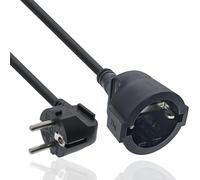InLine 16405Y Câble de rallonge, câble d'alimentation, 5 m, fiche coudée/femelle, H05VV-F, pour l'intérieur, protection renforcée contre les contacts, noir