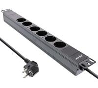 InLine 16415I - Multiprise (rack - montable) - 3680 Watt - entrée, alimentation CEE 7/7 - prises de sortie : 6 (6 x tension) - 1U - 48,3 cm (19") - cordon de 2,0m - noir, RAL 9004 (16415I)