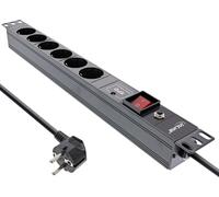 InLine 16416P - Bâti de prises (rack - montable) - 2500 Watt - entrée, entrée IEC 60320 C14 - prises de sortie : 6 (6 x tension) - 1U - 48,3 cm (19") - cordon de 2,0m - noir, RAL 9004 (16416P)