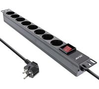 InLine® 16418S InLine® 19" Multiprise, 8x contact de protection, avec interrupteur, 2m, noir