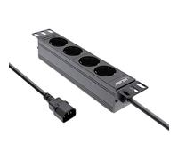 InLine® 16421J InLine® 10" Multiprise, 4x contact de protection, prise C14, sans interrupteur, 2m, noir