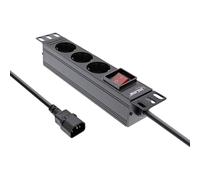 InLine® 16421K InLine® 10" Multiprise, 3x contact de protection, prise C14, avec interrupteur, 2m, noir