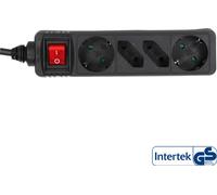 InLine® 16441S Multiprise, 4x, 2x contact de protection + 2x Euro, avec interrupteur, 1,5m, noir
