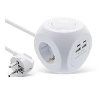 InLine® Charging Cube, 3x prise de terre, 2x USB-C, 2x USB-A, blanc, 2m