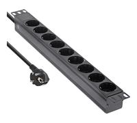 InLine® 48,30cm (19") Steckdosenleiste, 9-fach Schutzkontakt, ohne Schalter, 2m, schwarz (16419I)