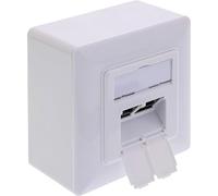 InLine 76842A Prise réseau catégorie 6A, 2 prises RJ45, blindée, montage en saillie et encastré, connecteur LSA, blanc RAL9010, pour câblage LAN