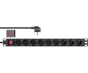 InLine - Bâti de prises (rack - montable) - 3680 Watt - entrée, puissance d'entrée CEE 7/7 - prises de sortie : 9 (9 x type F) - 48,3 cm (19") - 2,0m cordon - Allemagne - noir, RAL 9004 (16419S)