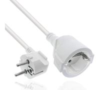 InLine Câble d'extension, câble d'alimentation, 3 m, prise de terre coudée/prise, H05VV-F, intérieur, protection tactile accrue, blanc, 16403U