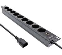 InLine - Multiprise (rack - montable) - 2500 Watt - entrée, entrée IEC 60320 C14 - prises de sortie : 9 (9 x mâle) - 1U - 48,3 cm (19") - cordon de 2,0m - noir, RAL 9004 (16429S)